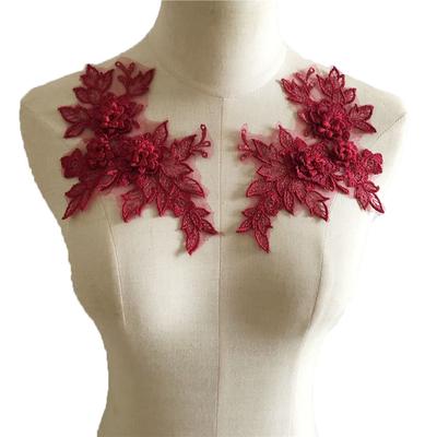Pizzo Moda Rete Pizzo Floreale Cavallo Tridimensionale Ricamo Fiore Decorazione Floreale Scollatura Abiti Fai da Te Modello di Ricamo