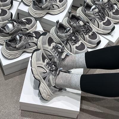 Leather Retro Dad Shoes Women's 2025 New Autumn and Winter Platform Internet Celebrity Super Hot Ins Casual Sports Shoes