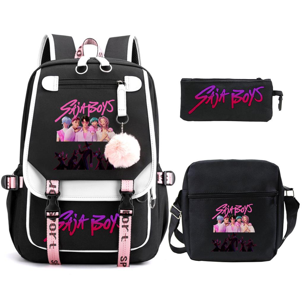K-Pop Anime Cartoon Portable Shoulder Backpack Student Leisure School Bag Three-Piece Set