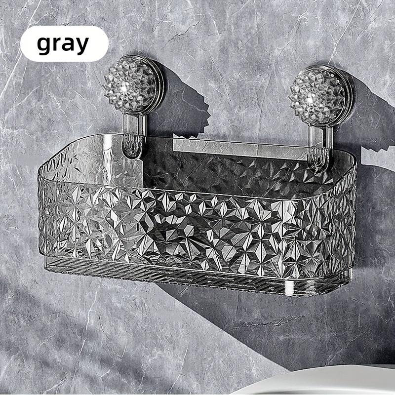 Suction Cup Bathroom Shelf No Drill Wall Mount Corner Shower Shelf Shampoo Holder Shower Caddy Drain Basket Bathroom Organizer