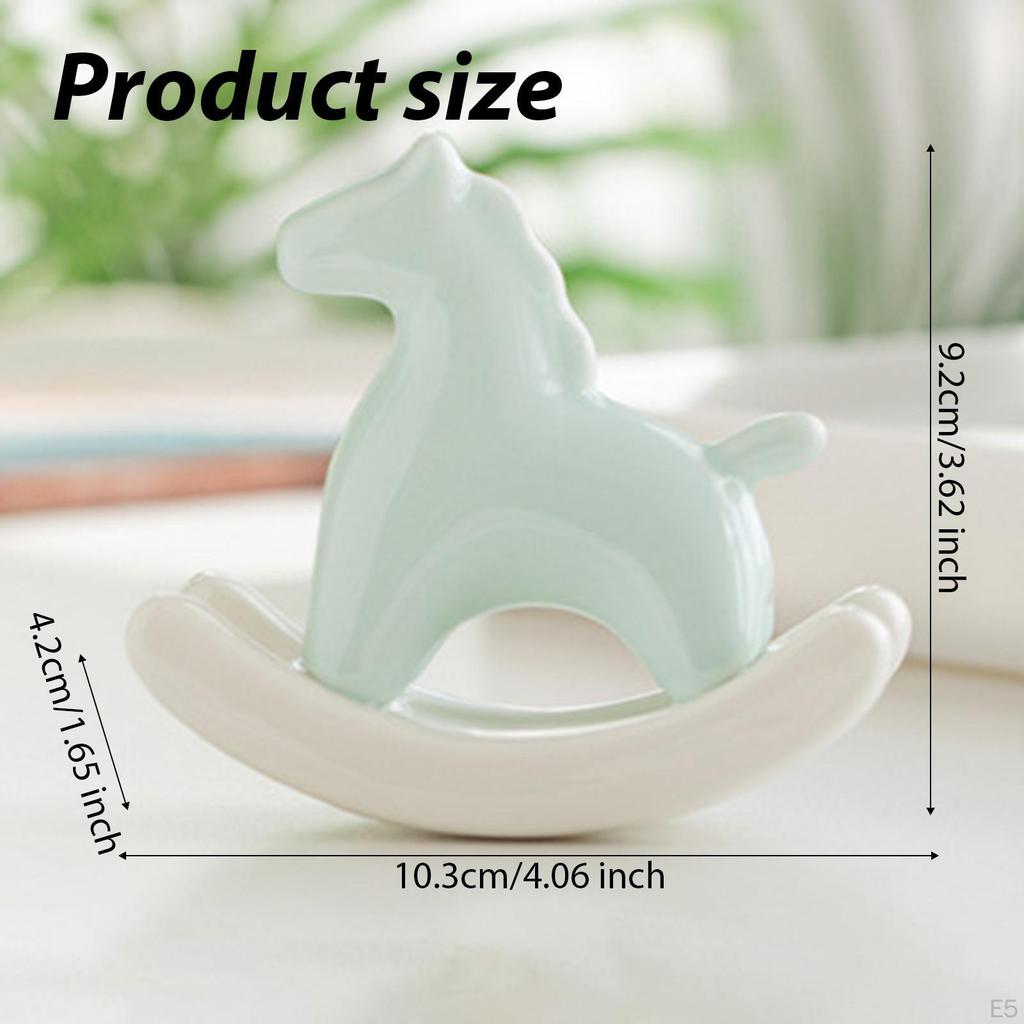 Miniature Horse Figurine Animal Sculpture Ceramic Tea Pet Rocking Statue for Living Room