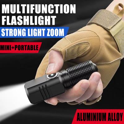 MINI Multifunktionale Starklicht-LED-Taschenlampe Typ-C-Aufladung Zoom Große Reichweite Wasserdicht Outdoor Notbeleuchtung Scheinwerfer