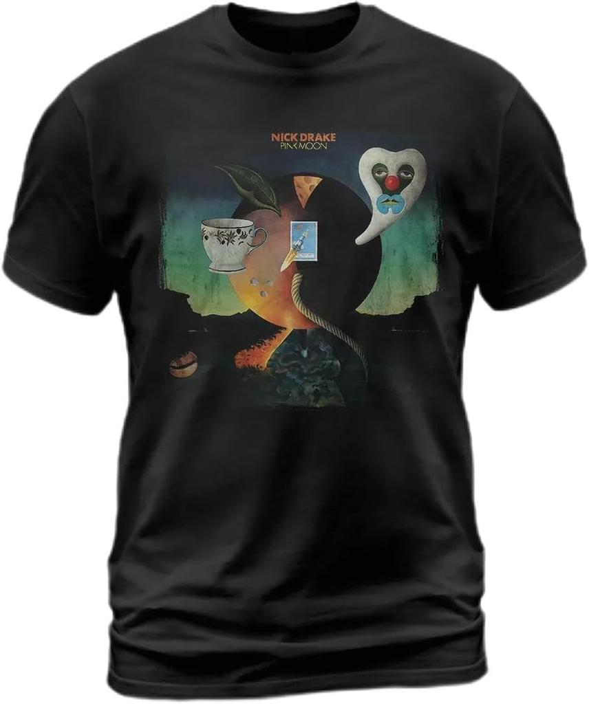 Camiseta de Algodão Nick Drake Pink Moon Album Tee Pink Moon Place to Be Road Preta