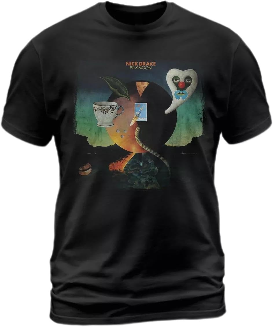 Cotton T Shirt Nick Drake Pink Moon Album Tee Pink Moon Place to Be Road Black L чёрный
