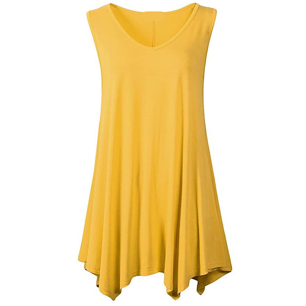 Plus Size Women Sleeveless Tunic Top Casual Loose Fit Swing Tank Blouse Soft Stretchy Fabric Summer Shirt