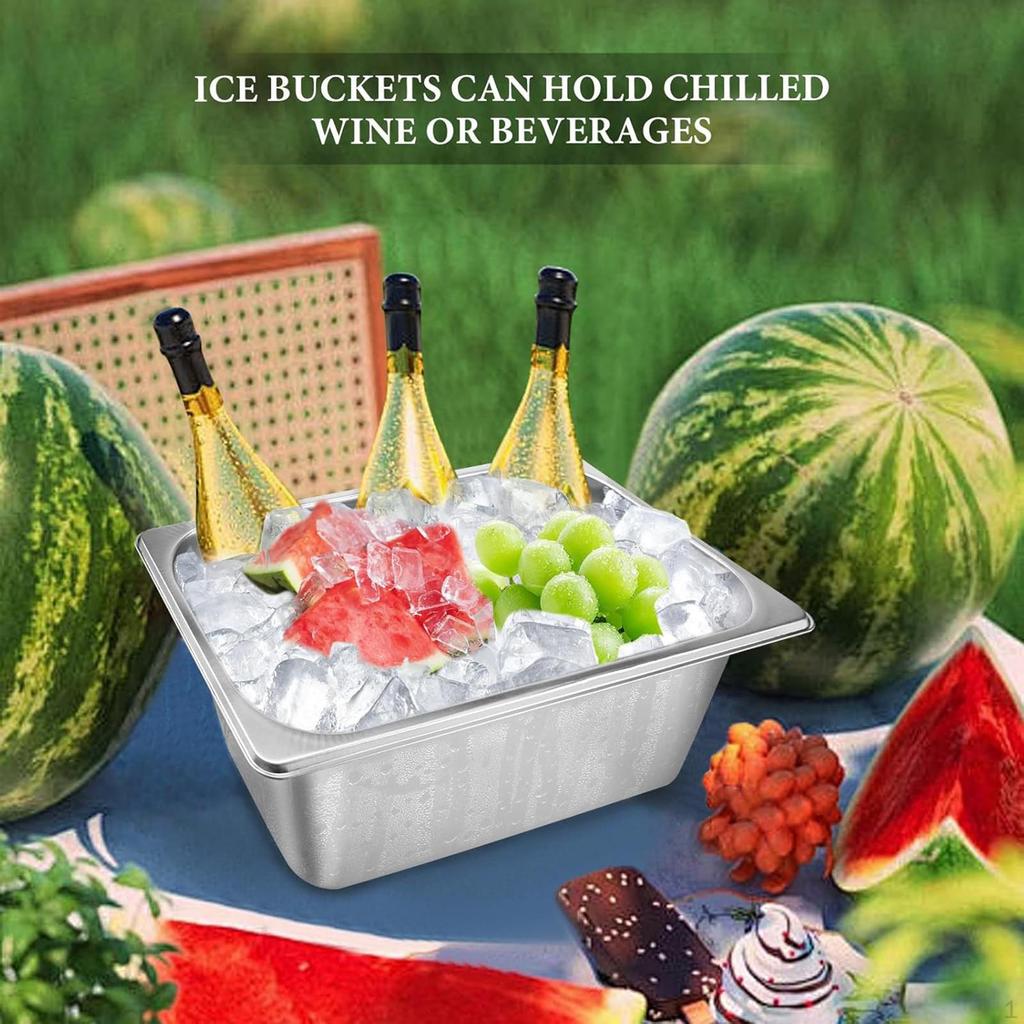 Ice Bucket Beverage Cooler Metal Storage Tub for Wine Beer Champagne Chiller Stainless Steel