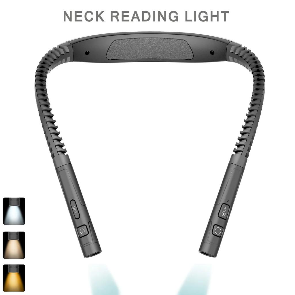 LED Nackenleselampe 3 Helligkeiten Buchlampe USB Wiederaufladbar Flexibler Arm Nackenleselampe Beleuchtung
