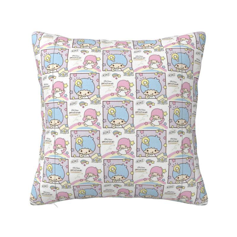 Custom Sanrio Little Twin Stars Cartoon Pillow Home Decoration Lala Anime Kawaii Kiki Modern Cushion Cover Velvet Pillowcase 12x12Inch