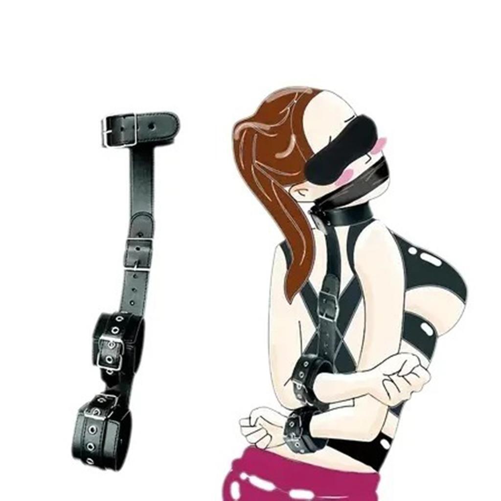Woman Couple Handcuffs Set  Bondage Gear SM Slave Backhandcuff Bed Restraints Rope Strap Adult Erotic Game Wrists Neck Cuffs