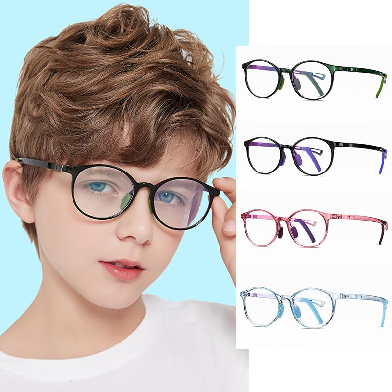 Kids Anti Blue Light Glasses for Children Boys Girls Transparent Round Frame Clear Lens Computer Phone Eyewear