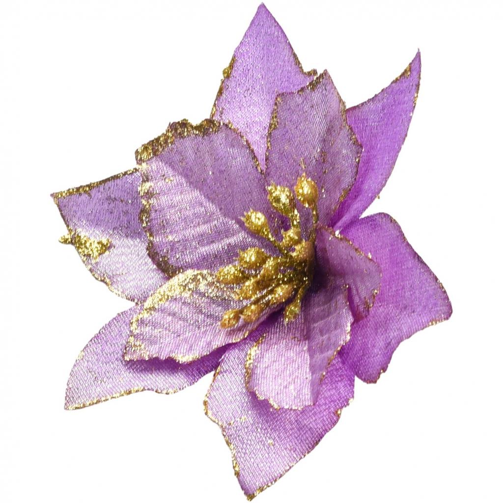 5/24PCS Glitter Artificial Poinsettia Christmas Tree Ornament Home Decor Flower