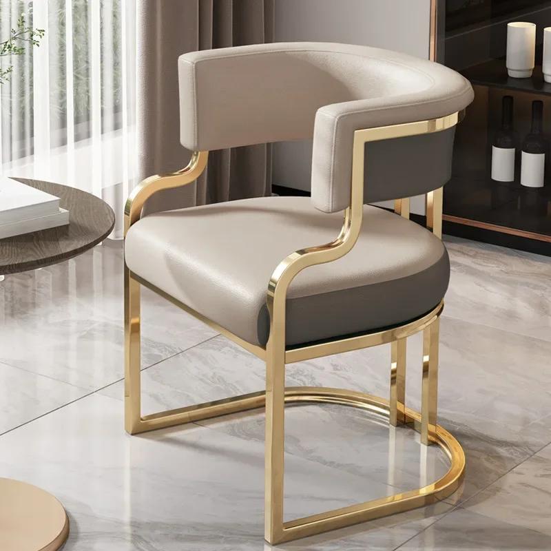 Light Luxury Dining & Tea Chair Set - High-End Hotel Sofa Chair, Includes Manicure & Makeup Stool