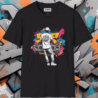 Camiseta Graffiti DJ - Estilo Street Art Unisex Camiseta Gráfica de Música Urbana Tocadiscos