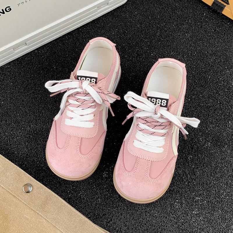 German training shoes white shoes women's retro training casual lace-up running sneakers in versatile flat baseplate shoes