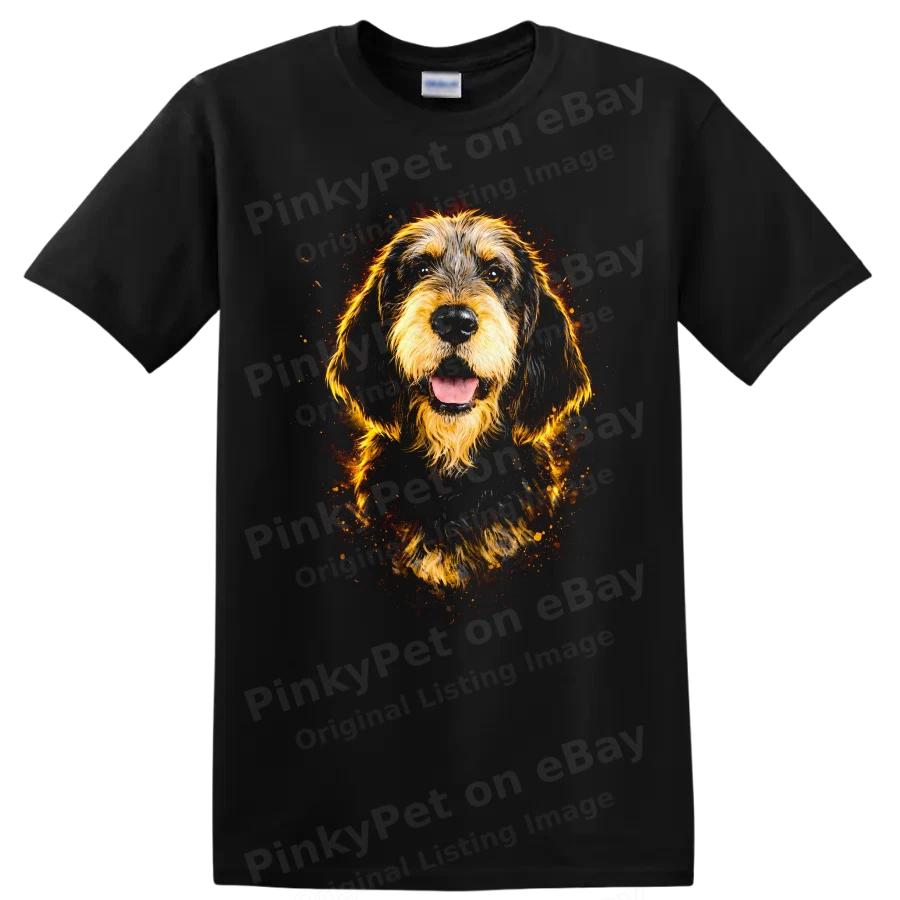 Dog Portrait T Shirt Cute Dog Art Fire Style Graphic Tee for Dog Lovers