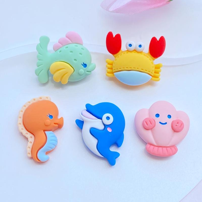 10Pcs New Cute Mixed Mini Marine Animal Series Flat Back Resin Cabochons Scrapbooking DIY Jewelry Craft Decoration Accessorie