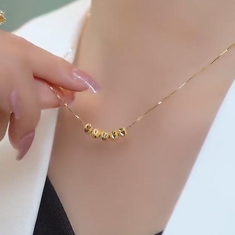 Chic Non-Fading Titanium Steel Necklace for Women with Unique Design and Sparkling Copper Pendant
