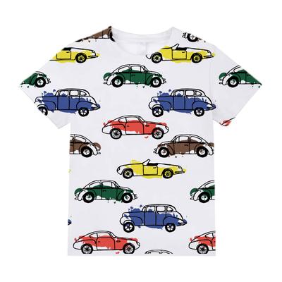 Barnkläder Pojkar T-shirt Kortärmad Tecknad 3D Biltryck Barn Sommarkläder Casual Stilren Rund Hals Flickkläder Toppar