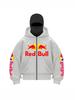 Red Bull Print Unisex Hoodie mit doppelter Kapuze und Reißverschluss - Bestseller Europäische und Amerikanische Mode