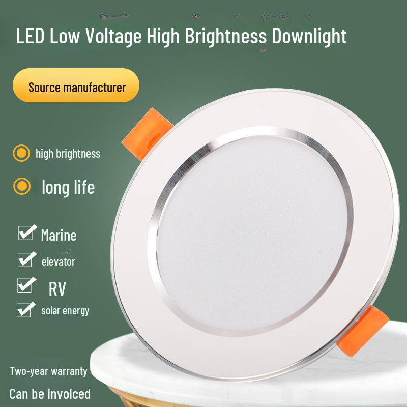 Low Voltage 12V-36V Ultra-Thin LED Downlight for RVs and Boats, 24V Driver-Free, Embedded Design.