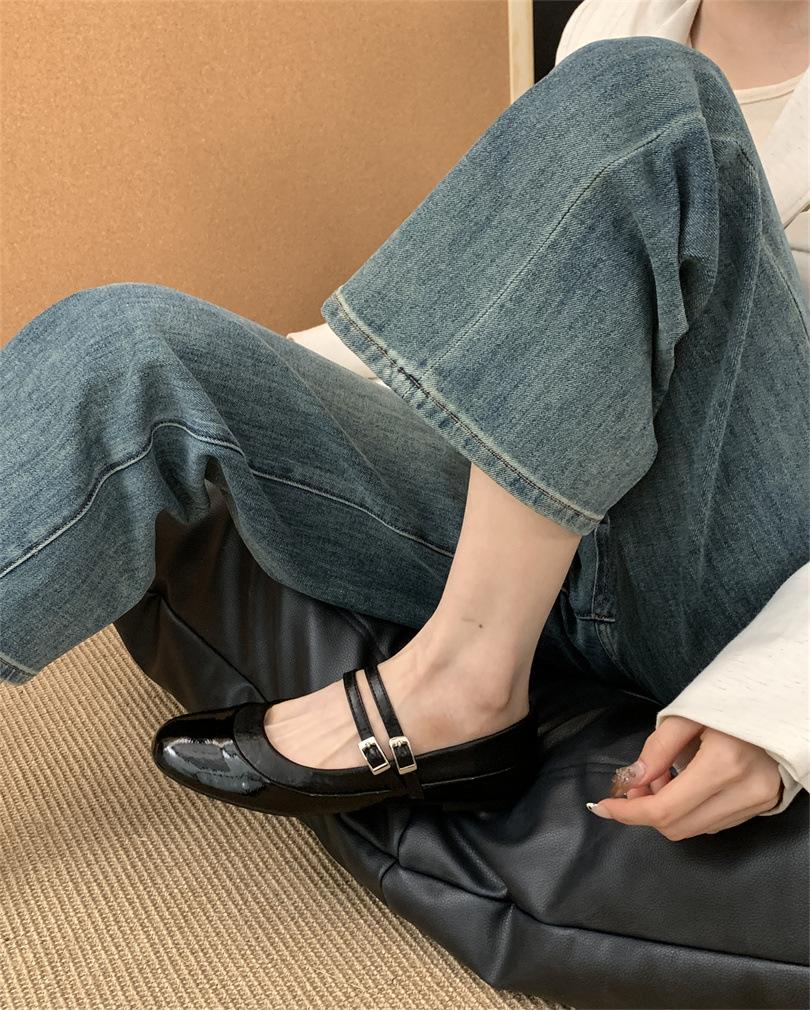 Runde Code Fairy Wind Flachmündige Einzelne Schuhe Mädchen 2025 Frühling Neu Ein-Wort-Schnalle mit Vielseitigen Mary Jane Schuhen Flache Schuhe