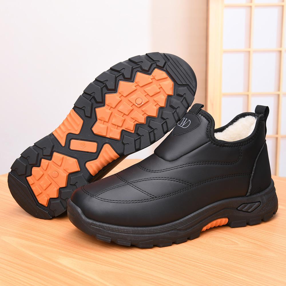 Men's casual cotton boots in winter with plush cotton shoes and plush thickened warm dad shoes