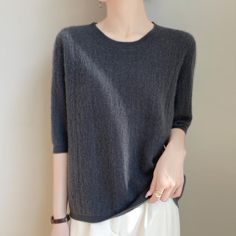 

Женская свободная вязаная ажурная рубашка-пуловер с круглым вырезом 2025 L (110-125 jin)