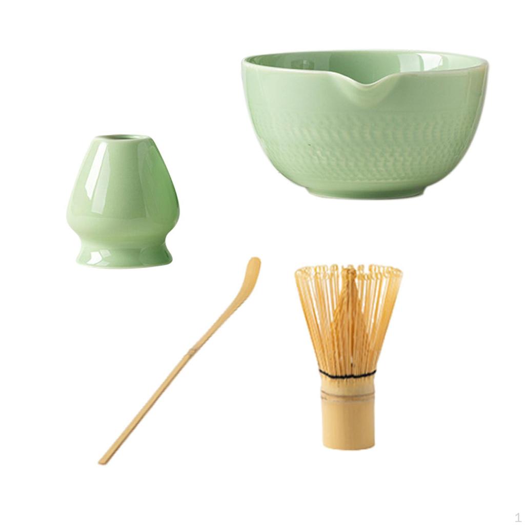 Matcha Preparation Kit Featuring Bowl, Spoon, and Bamboo Whisk Accessories