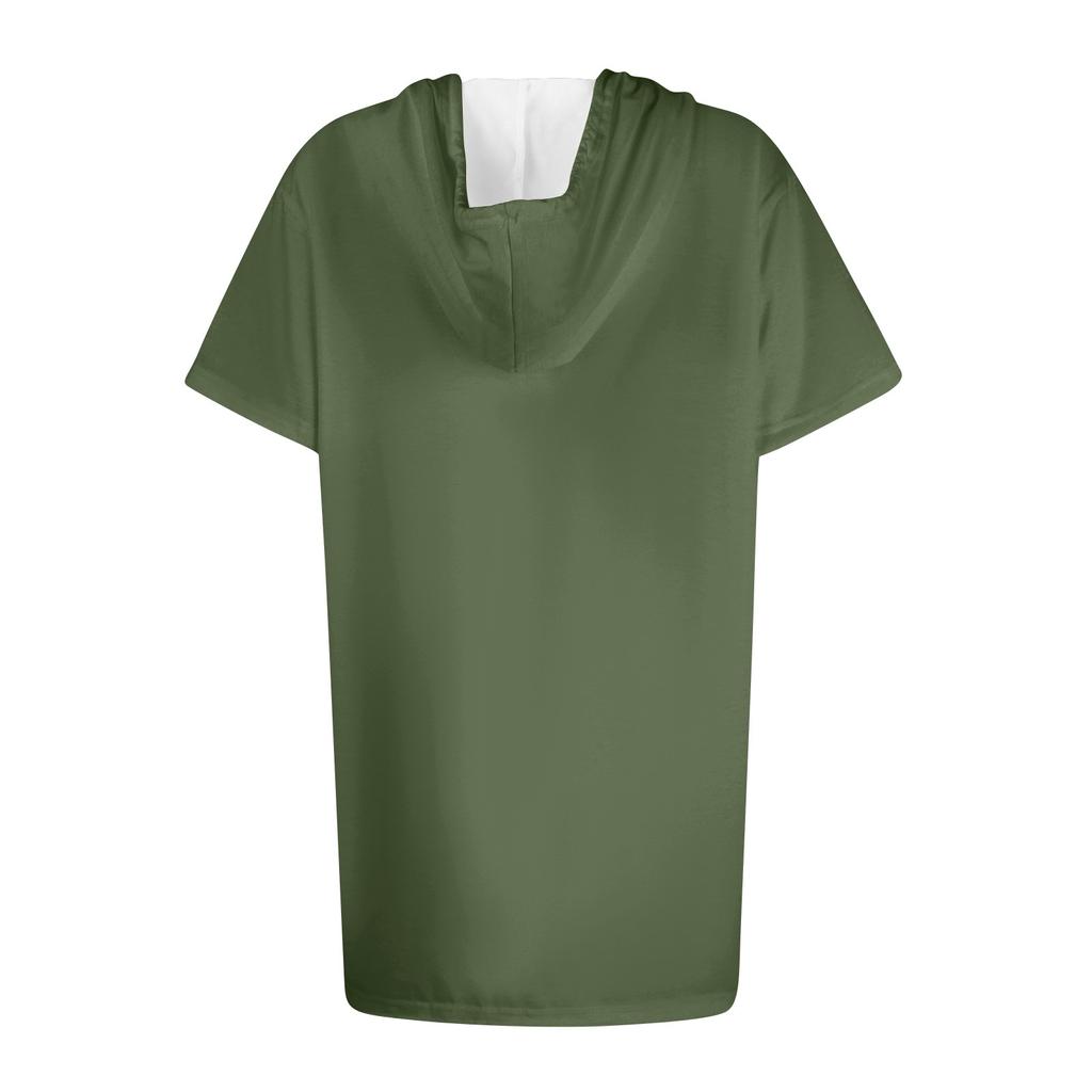Women's  Hoodies Casual Short Sleeve Shirts Fashion Print Tunic Tops With Pockets