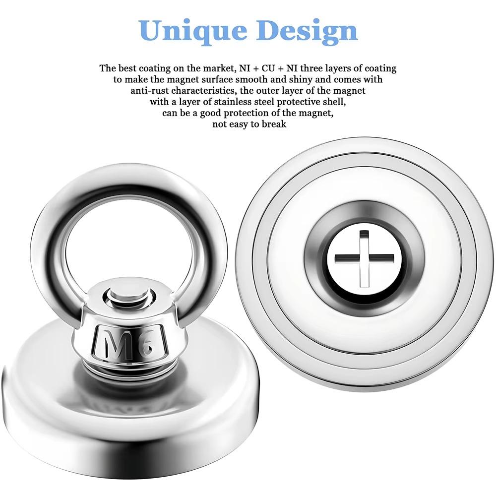 N52 D16-D48 Salvage Magnet Heavy Duty Search Magnets Strong Neodymium Magnet Deep Sea Fishing Magnets Mounting with Ring Eyebolt