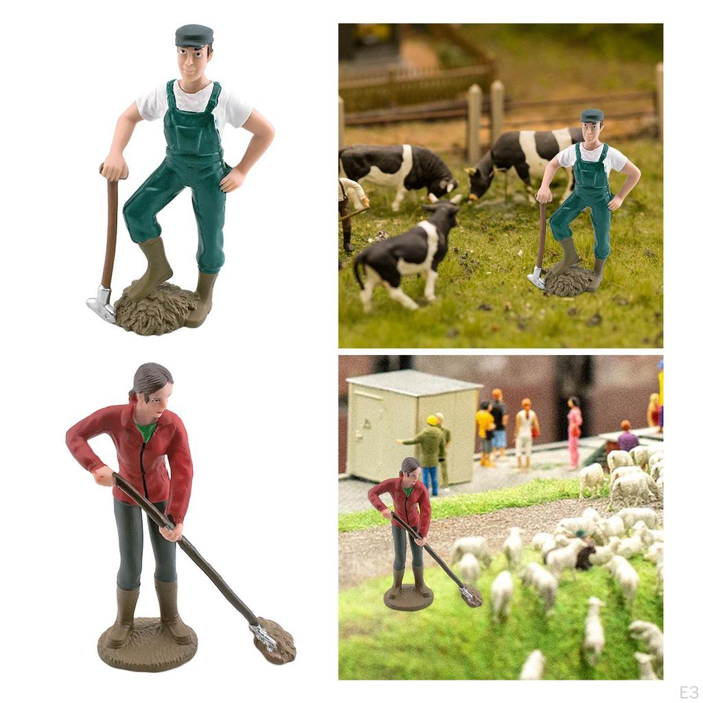 Farm Character Model Keeper Figurines, Realistic Farmer People Figures Statues for
