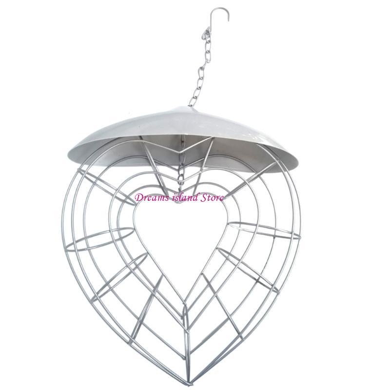 Lovely Hanging Container for Bird Lovebirds Budgies Large Heart Shaped Basket Dispenser Garden Decors HX6C