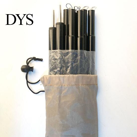 Hiking Tent Pole Kit 1 Set Canopy Support with Storage Bag 10 Sections Heavy Duty Metal Beach Party Poles Outdoor Camping Sunshade Hammock Tarpaulin