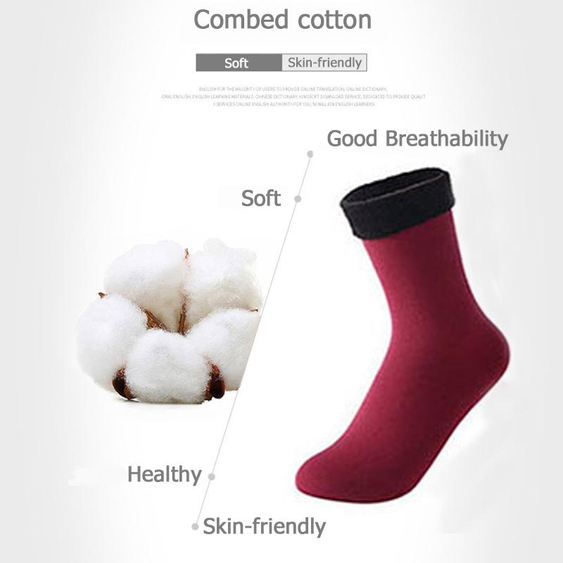 6 Pairs/Lot Solid Color Winter Warm Men Women Socks Thicken Thermal Socks Soft Plus Velvet Socks Casual Home Floor Snow Sock