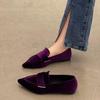 2025 Korean Style Pointed Toe Square Heel Slip-on Women's Fashion Flats