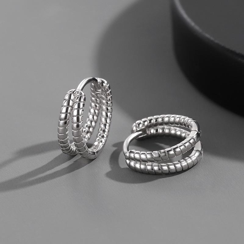 

Exaggerated Geometric Double Layer Hoop Earrings: Retro French Style for Women Small