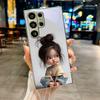 Cute Cartoon Girl Electroplated Silver Phone Case For Samsung Galaxy S26 S25 S24 S23 S22 S21 S20 Ultra Plus FE S26+ Glass Cover