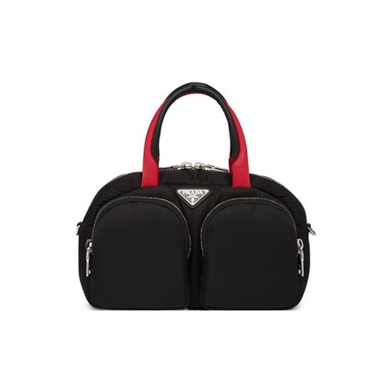 Prada Fashion Versatile Brand Letter Zipper Closure Nylon Tote Bag Women handbags Black 1BB062-000-2CK1F-0-D9A