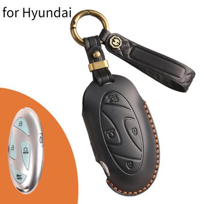 Smart Auto Schlüssel Fall Abdeckung für Hyundai Grandeur GN7 Kona Ev Jahr 2023 Echtes Leder Schlüsselanhänger Fob Shell Zubehör schlüsselbund
