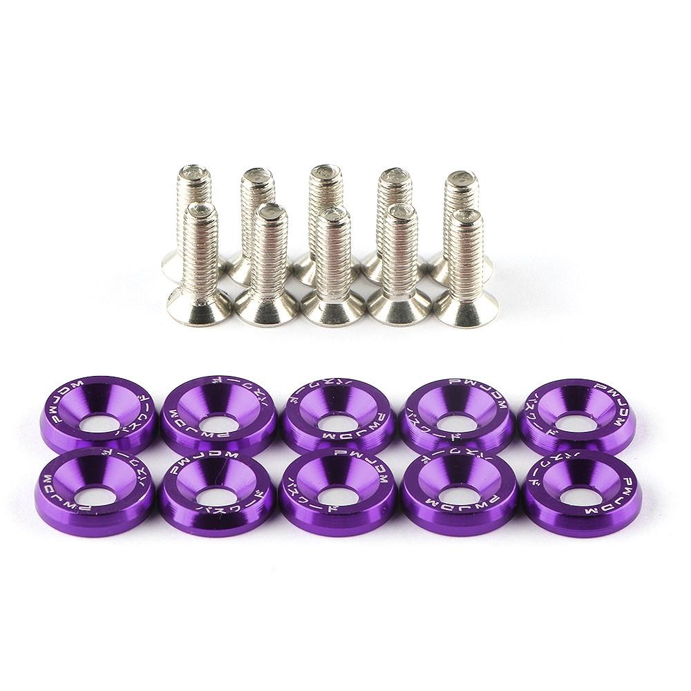 10Pcs/Set M6 * 20mm JDM Bumper Fender Washer Kit Engine Bay Dress Up Bolts Fasteners Aluminum Concave Hex Screws