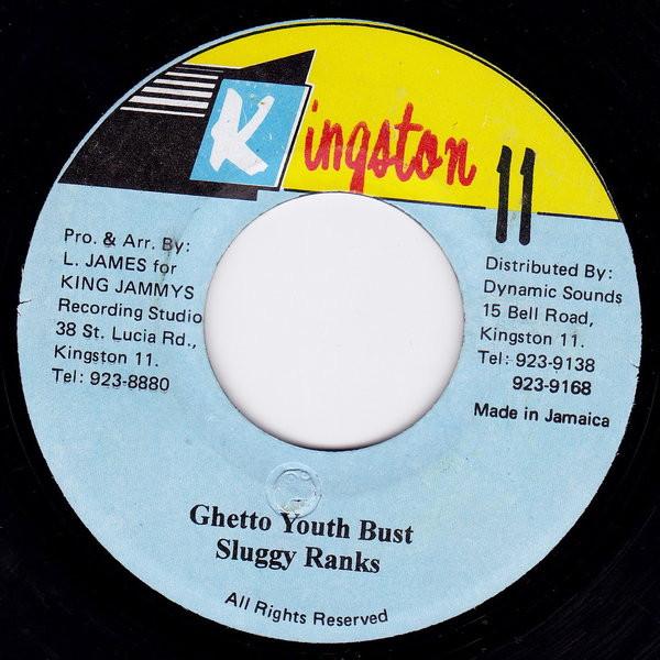 7inch Record SLUGGY RANKS Ghetto Youth Bust NONE Kingston 11 1994 Jamaica Reggae Ska Dub Used