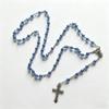 Blue AB Color Acrylic Beaded Cross Necklace - Long Fashionable Sweater Chain