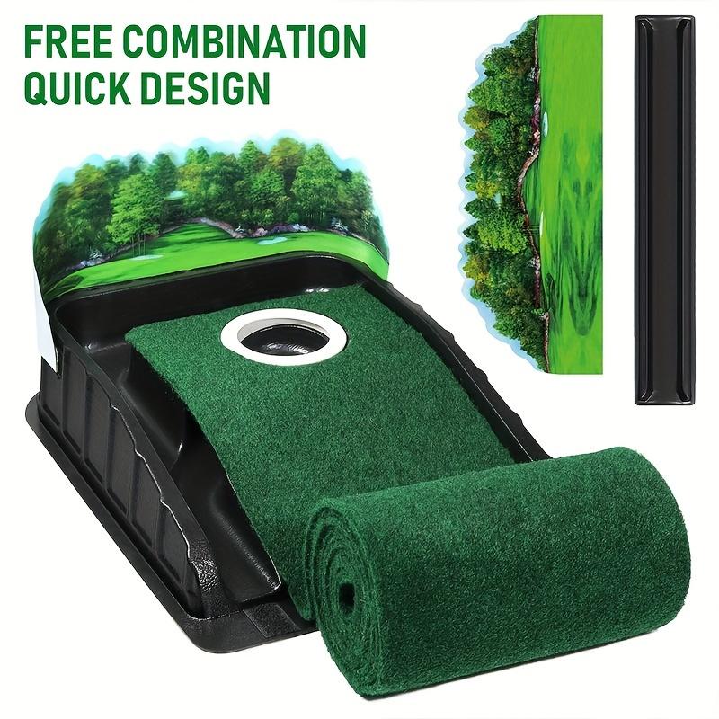 GOLF ACCELERATOR PRO Indoor Golf Putting Mat, Auto-Ball Return & Behind-the-Hole Ball Collector, Putter Alignment Guides at 3, 5 & 7 Feet
