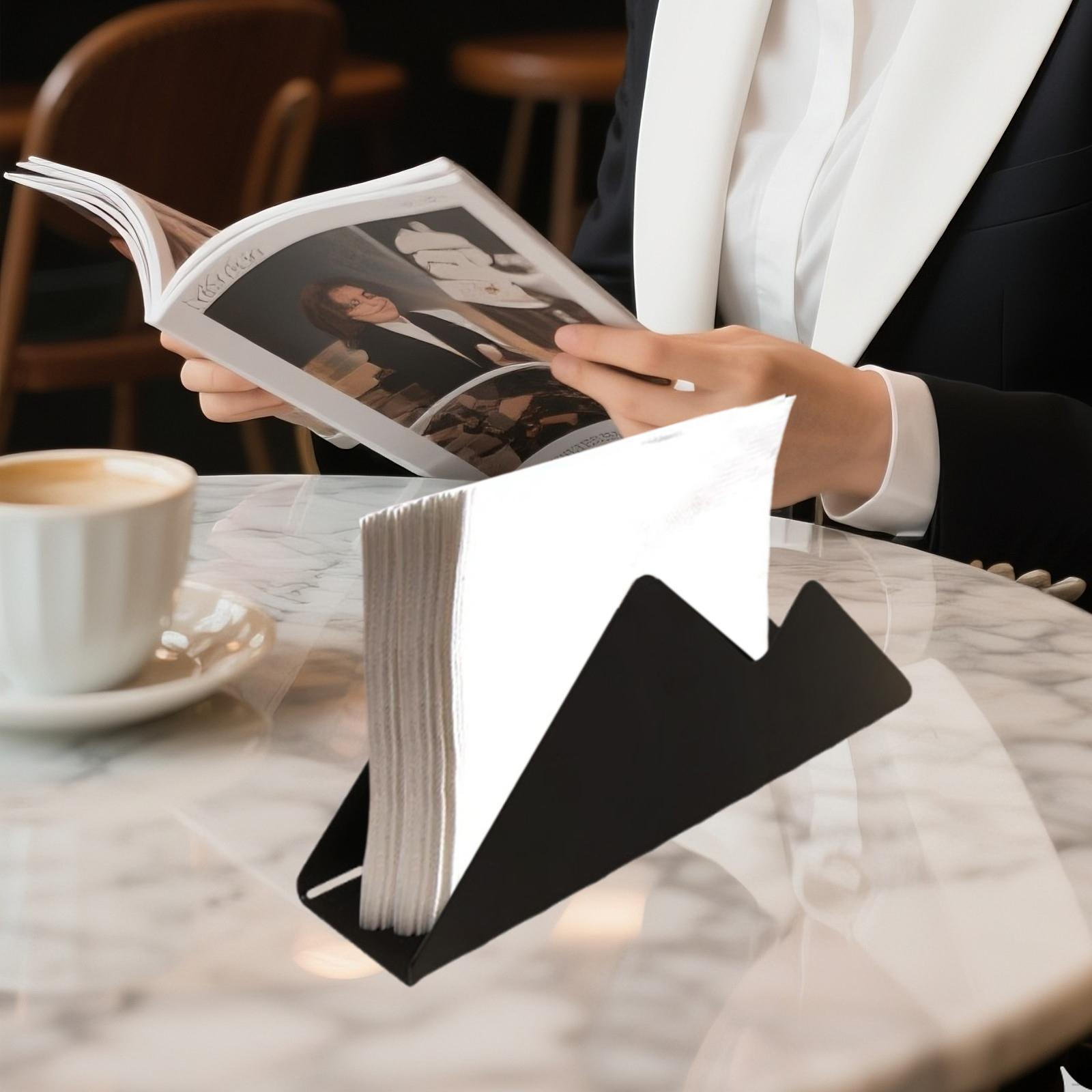 

Stainless Steel Napkin Holder Dispenser Decorative Stand Tissue Rack for Bar Tabletop Home чорний