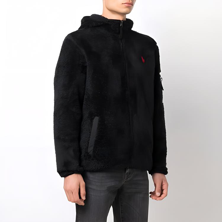 Polo Ralph Lauren FW21 Logo Embroidered Solid Color Hooded Jacket Men Jackets Black 710852514-002