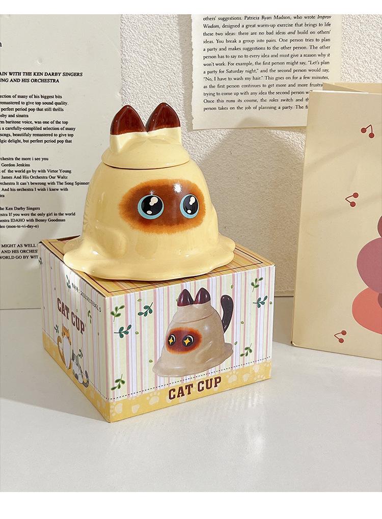 Creative Cartoon Cute Mug with Lid and Spoon - Large Capacity Ceramic Coffee Cup for Women & Couples