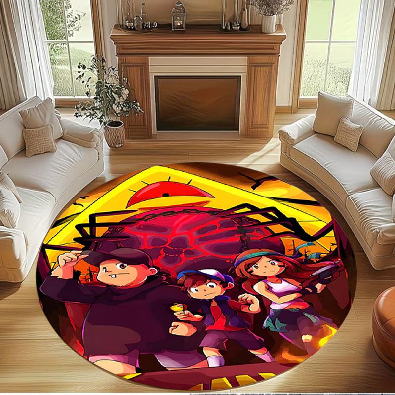 Gravity Falls Print Round Rug, Washable Floor Carpet, For Entryway Dorm Laundry Room Office Study, Home Decor Birthday Christmas Gift
