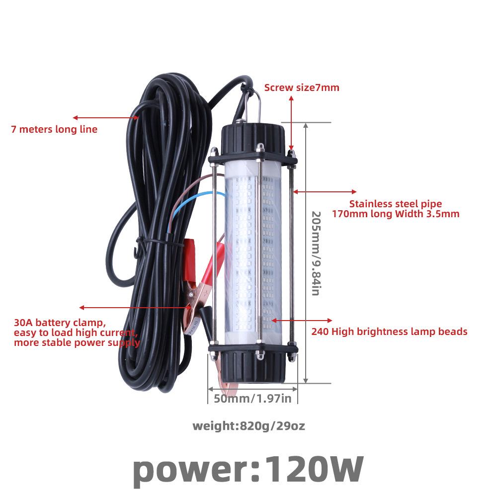 Luce LED ad Alta Potenza per Pesca Subacquea 120W/180W - Luce Impermeabile Attira e Aggrega Pesci per la Pesca Notturna