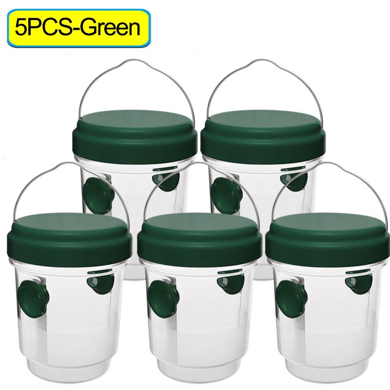 5/1PCS Reusable Wasp Trap Outdoor Hanging Transparent Insect Catcher Boxes Household Garden Farm Protector Pest Control with Lid