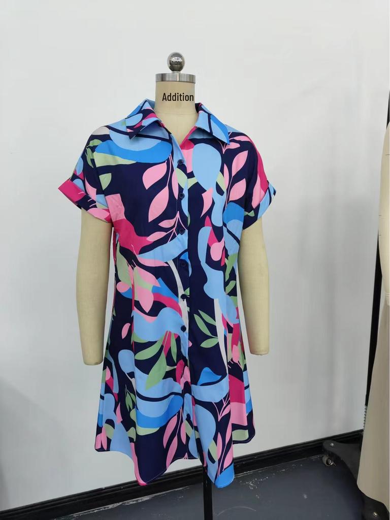 2026 Women's Summer Floral Print Short-Sleeve Cardigan Dress